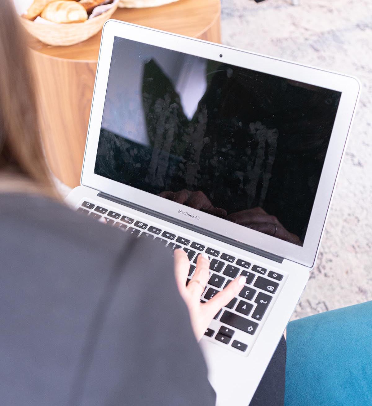 Woman using a laptop